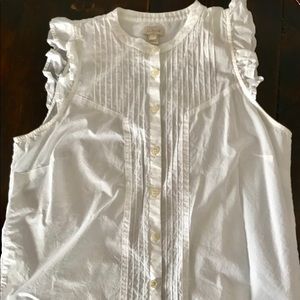 JCrew ruffle arm white shirt